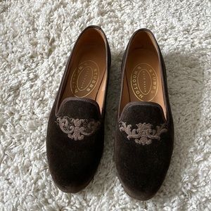 Stubbs & Wootton brown velvet loafers
